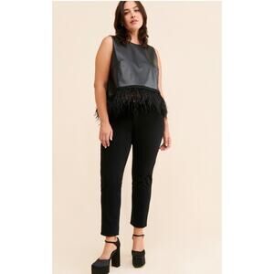 Hutch Vegan Leather Feather Fringe Green Tank Top Size 2X